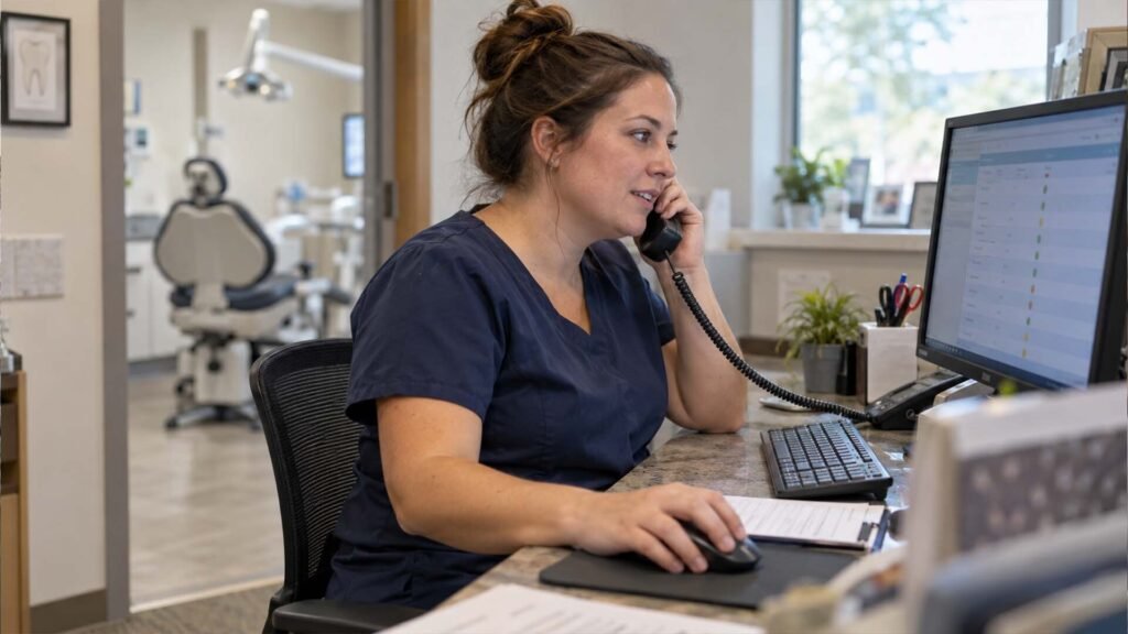 Dental Implant Marketing - staff discussing treatment cost with a patient