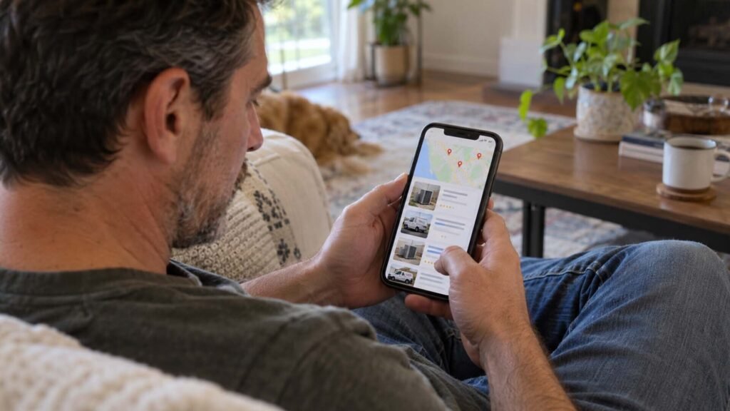 Google search results showing HVAC ads on a phone HVAC Advertising Ideas