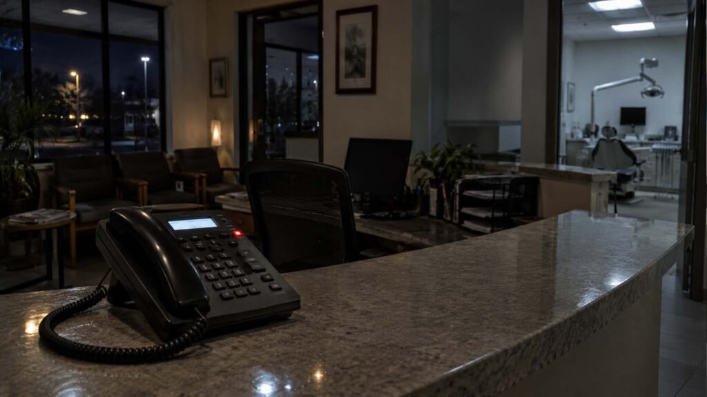 Unanswered after-hours call at a dental practice front desk